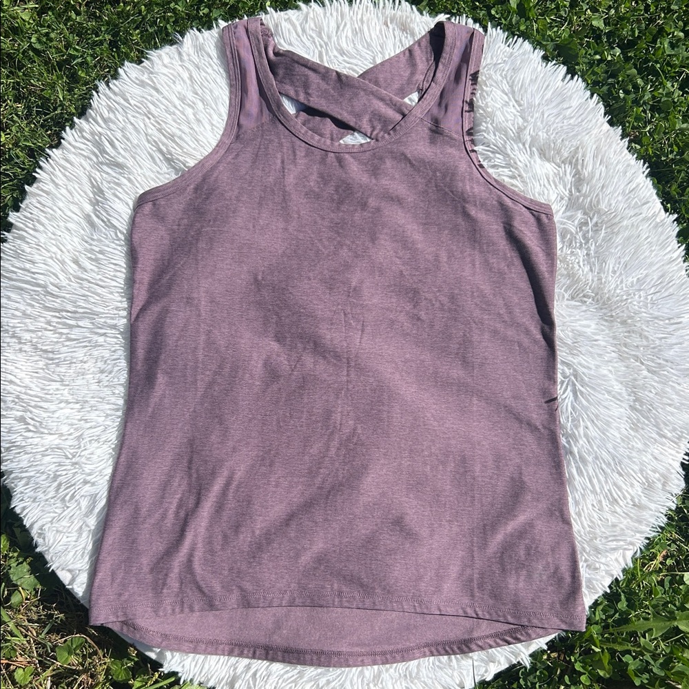 We Wander WeFlex Dark Purple Crossover Cut-Out Tank Top Size Medium - Picture 4 of 16